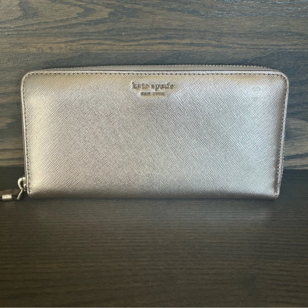 Kate Spade Metallic Gold Zip-Around Wallet